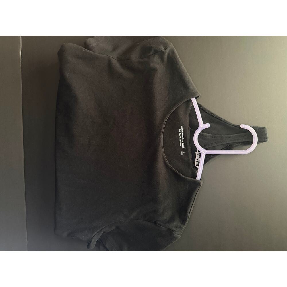 Abercrombie & Fitch Women’s L Black Bodysuit – Soft A&F Short‑Sleeve Top - Picture 3 of 5